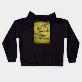 Line of cypress trees in bright sunlight Kids Hoodie